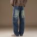 Men’s Light Wash Distressed Skinny Jeans – Slim Fit, Stretch Comfort, Vintage-Inspired, Retro Style (Sizes 28-38, Mid-Rise, Classic Blue)_mkmklike.com