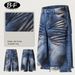 Men's Clothing Street Personality Cat Whisker Dirty Old Hole Wide Leg Jeans Loose Embroidered Wide Leg Pants_mkmklike.com