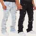 Men's Stretch Cargo Denim Pants - High Waist Straight Leg Jeans, Streetwear Workwear Style With Multi-Pockets, Comfort Fit For Urban Fashion (S-2XL)_mkmklike.com