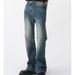 Men's Retro Washed Blue Jeans – Relaxed Straight Fit With Distressed Details, Multiple Sizes Available_mkmklike.com