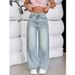 Women's American Straight Leg Jeans - Oversized High Waist Wide Leg Trousers For Summer_mkmklike.com