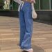 Women's High-Waisted Wide Leg Jeans Studded Slimming Straight Leg Pants American High Street Style Heavy Metal Design_mkmklike.com