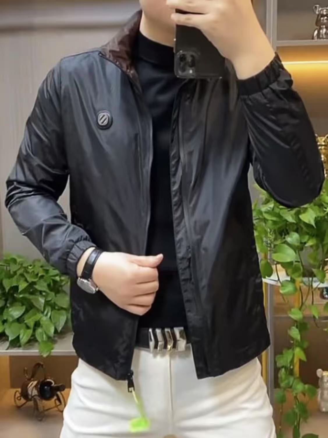 Autumn New Luxury Business Casual Stand Collar Men's Fashion Versatile Simple Solid Color Thin Jacket_mkmklike.com