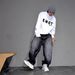 Men's Distressed Washed Jeans – Loose Fit Streetwear Style With Splatter Paint Effect & Vintage Wash (Dark Grey)_mkmklike.com