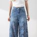 High Waist Wide Leg Pants For Women - Flowy Denim Pants With Lace Trim, Casual Boho Style, Comfortable & Stylish Summer Trousers_mkmklike.com