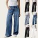 Vintage Washed Women's High-Waisted Straight Leg Jeans – Relaxed Fit, Lightweight Cotton (S-3XL)_mkmklike.com