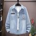 Vintage Washed Denim Jacket – Oversized Youth Coat For Teens & College Students (Black/Blue, M-XXXXL)_mkmklike.com
