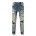 designer Stacked For Mens Baggy Tears Jean Biker Embroidered And Sewn Fashionable Perforated Pants Casual Straight Leg_mkmklike.com