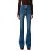 Women's High Waisted Flared Jeans Supermodel Style Three Button Four Way Stretch Slim Fit Retro Hip Lifting Denim For Winter Size 25_mkmklike.com