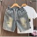 Retro Style Lightweight Denim Shorts For Men Distressed Summer Casual Loose Straight Leg Five-Pocket Design Trendy Versatile Pants_mkmklike.com