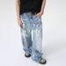 Men's Clothing | 2025 Summer New Products American Street Graffiti Fun Straight Leg Mopping Jeans Trend_mkmklike.com