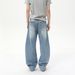 Men's Clothing Korean Style Distressed High Street Ripped Retro Whitened Fashion Loose Denim Scimitar Pants Trend_mkmklike.com