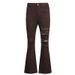 Women's Clothing Spot Street Fashion Ripped Edge High Waist Hip Lift Flared Jeans Tall And Slim Casual Trousers_mkmklike.com