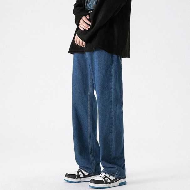 Men's American Vintage Streetwear Jeans – Relaxed Straight & Wide Leg (28-36, Black/Blue/Light Blue, Mid-Rise Stretch Denim For Spring/Fall)_mkmklike.com