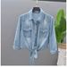 Women's Denim Shirt, Korean Style, Loose Fit, Hides Body Imperfections, Casual And Stylish, Short Length, Suitable All_mkmklike.com