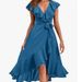 Women's Clothing new V neck short sleeved ruffled long temperament lace dress_mkmklike.com