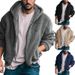 Cross-Border 2024 Spring Autumn Winter Men's New Jacket Double-Sided Arctic Fleece Hooded Solid Color Casual Zipper Coat_mkmklike.com