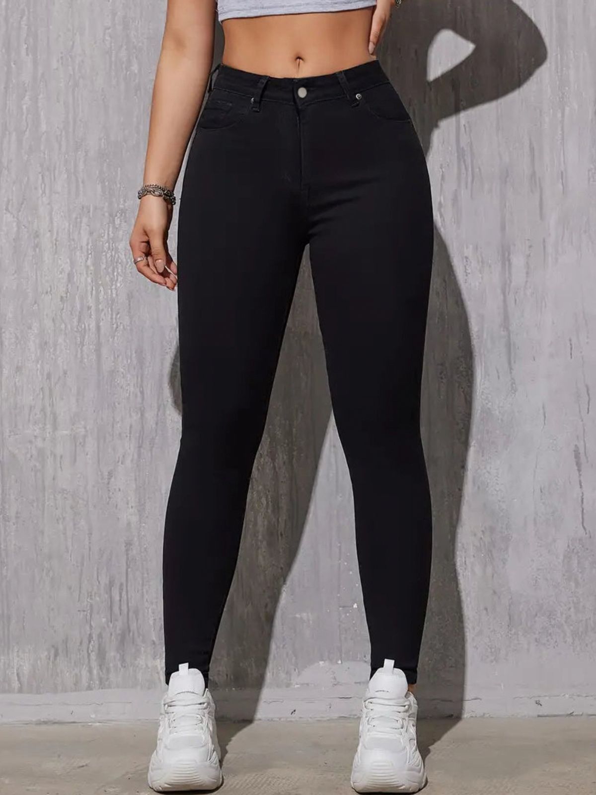 High Stretch Skinny Jeans For Women – Mid Rise Everyday Black Denim Pants (Comfort Fit Stretch Cotton Polyester Blend)_mkmklike.com