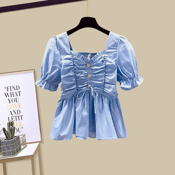 Women's Clothing Suit For Women New French Sweet Chiffon Shirt Denim Skirt Two Piece Suit_mkmklike.com