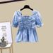 Women's Clothing Suit For Women New French Sweet Chiffon Shirt Denim Skirt Two Piece Suit_mkmklike.com