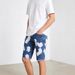 Men's Trendy Floral Polka Dot Print Washed Stretch Denim Shorts Casual Five-Point Spring/Summer Pants_mkmklike.com