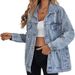 K Women's New Oversized Denim Jacket With Holes To Make Old Denim Jacket Jacket Jacket_mkmklike.com