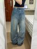 Women's Clothing Star Print Loose Straight Leg Denim Trousers For Women Washed Effect_mkmklike.com