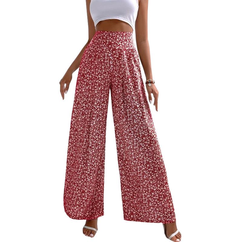 Women's new floral casual pants trousers loose printed waist pants_mkmklike.com