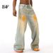 EF JEANS | 2024 New American High Street Old And Dirty Retro Wide-leg Jeans Straight Wide-leg Trousers_mkmklike.com