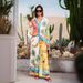 Women's Clothing fashion personality printed linen color matching holiday leisure tether suit_mkmklike.com