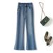 High Waist Flared Fleece-Lined Jeans For Women - Winter Warm Stretch Bootcut Pants, Retro & Elegant Denim With Micro Flare_mkmklike.com