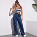 Women's Clothing High Waist Wide Leg Jeans Floor Length Straight Versatile Retro Drape For Students_mkmklike.com