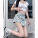 Fake Two Pairs Of Denim Shorts, Women's Summer A-line High Waisted Irregular Western-style Tied Skirt Pants, Small And Spicy Girl Pants_mkmklike.com