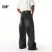 EF JEANS | 2025 Spring New American Casual Daily Black And Grey Wide Leg Mopping Washed Jeans_mkmklike.com