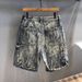 Men's Clothing Designer Style Heavy Craftsmanship Scratched Washed Trendy Brand Denim Shorts Men's Thin Pants 2025 Loose Shorts_mkmklike.com