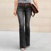 Women's Clothing Washed Jeans Street Fashion Flared Pants Trousers Mid Waist Jeans_mkmklike.com