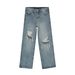Men's Clothing Ripped Floor Mopping Pants Loose Washed Straight Jeans_mkmklike.com