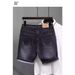 Men's Clothing Black Gray Denim Shorts Summer Style Scraped Slim Fitting High Street Trendy Five Point Pants_mkmklike.com