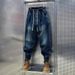 Men's Loose Fit Vintage Denim Pants – High-Waisted Baggy Jeans With Retro Wash Breathable & Stretchy Fabric_mkmklike.com