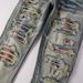 European And American High Street Ripped Pants Ripped Patch Men's Slim-fit Elastic Jeans Men Can Send Small Feet Pants 876_mkmklike.com
