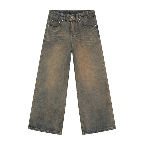 Men's Clothing Autumn New Arrivals Vibe Style Textured Distressed Retro Straight Loose Jeans_mkmklike.com