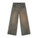Men's Clothing Autumn New Arrivals Vibe Style Textured Distressed Retro Straight Loose Jeans_mkmklike.com