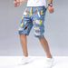 Men's Distressed Denim Shorts Straight Cut Casual Summer Washed Street Style Multiple Washes_mkmklike.com