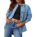 Women's Oversized Boyfriend Style Denim Jacket Long Sleeve Two Piece Design For European And American Markets Suitable_mkmklike.com