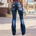 Women's Slim Fit Stretch Denim Jeans – High Waist Comfortable Casual Jeans With Embroidery Detail_mkmklike.com