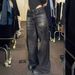Women’s Clothing large size black wide leg jeans hip hop street ins loose jeans women_mkmklike.com