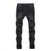 Men's Clothing Ripped Print Jeans Paint Stretch Small Foot Jeans_mkmklike.com