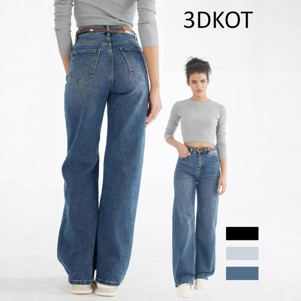 Women's Clothing Wide Leg Pants Women's Wide Leg Jeans High Waist Comfort Stretch Denim Pants For Casual Office Wear (Dark Blue)_mkmklike.com
