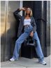 Women's Flared Denim Jeans – Trendy Wide-Leg Cotton Pants For Autumn Classic Washed Blue Hue_mkmklike.com