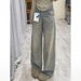 Women's High-Waisted Straight-Leg Jeans – Vintage Blue, Relaxed Wide Fit, Raw Hem Detail, Spring Minimalist Staple_mkmklike.com